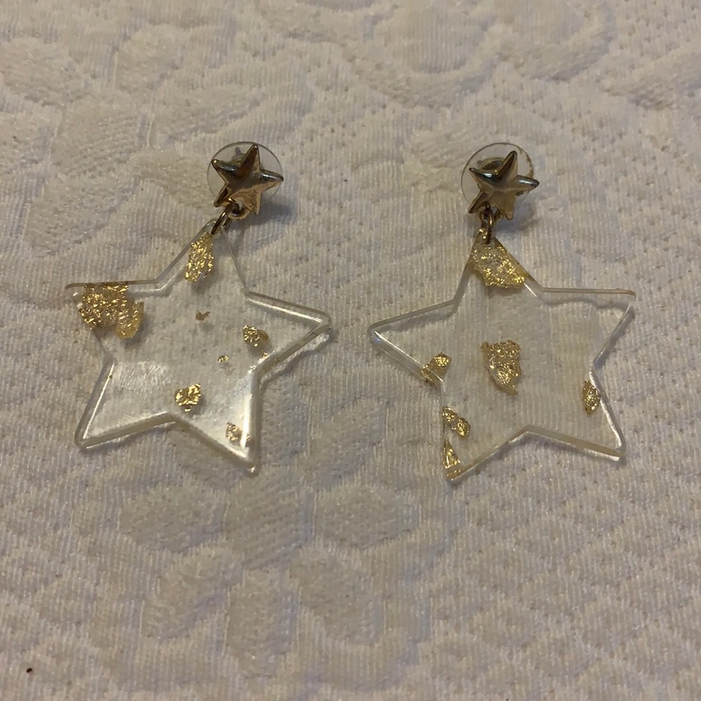 🐬Clear Gold Star Earrings